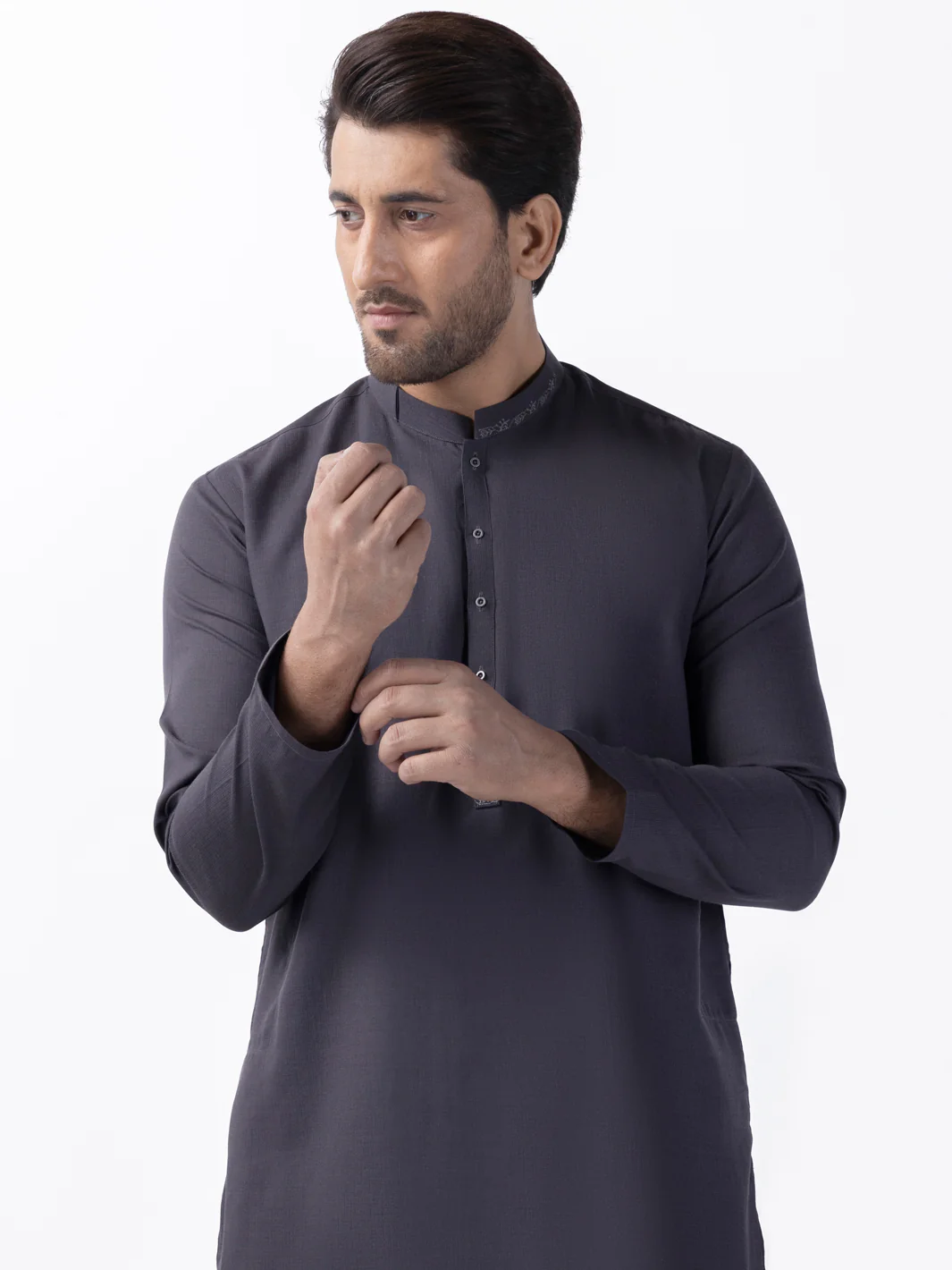 GREY BLENDED KURTA | AL-K-1164/AM-6227D - Image 2