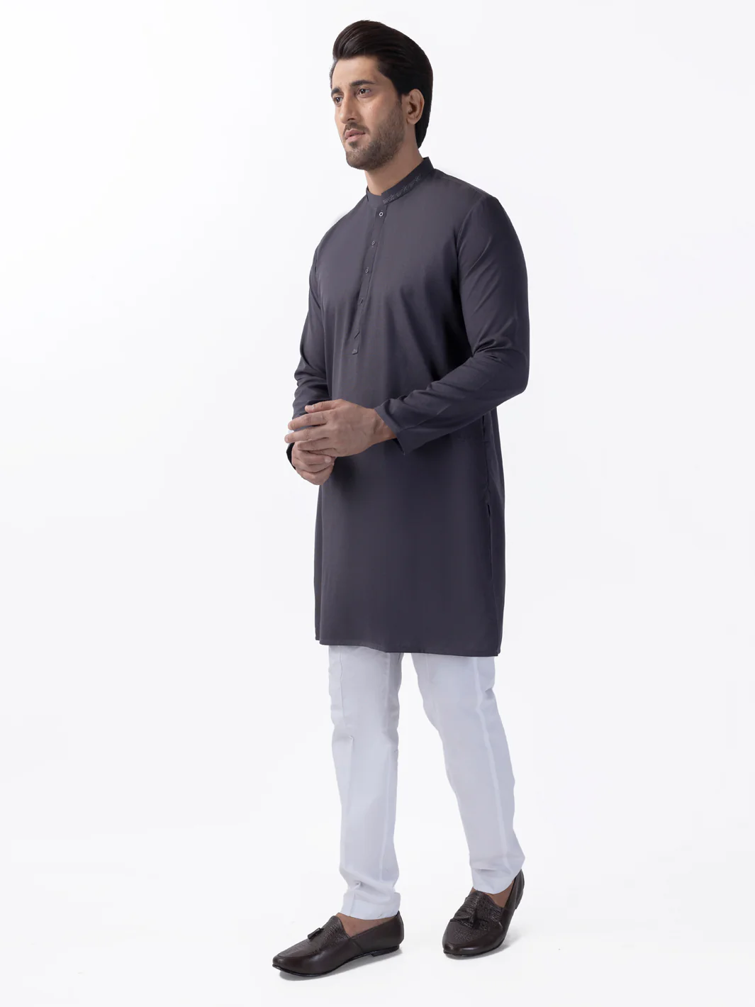 GREY BLENDED KURTA | AL-K-1164/AM-6227D - Image 4