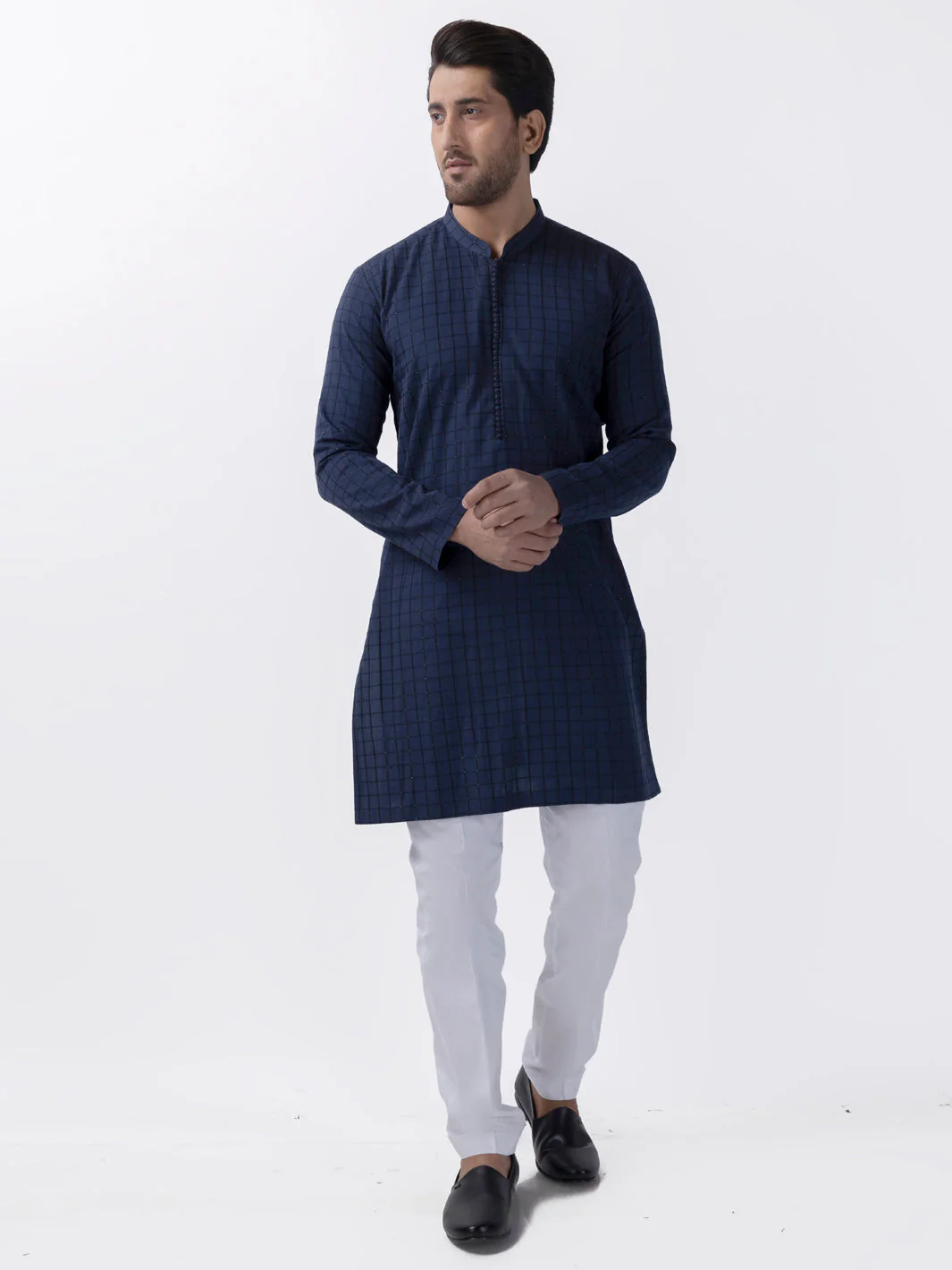 NAVY BLUE COTTON KURTA | AL-K-1165A/ALR-073C
