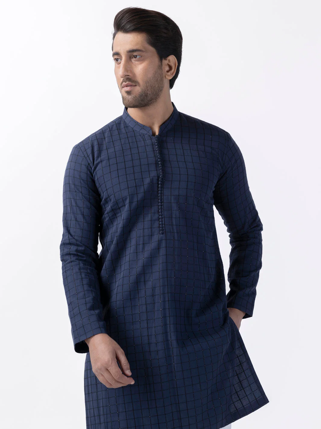 NAVY BLUE COTTON KURTA | AL-K-1165A/ALR-073C - Image 2