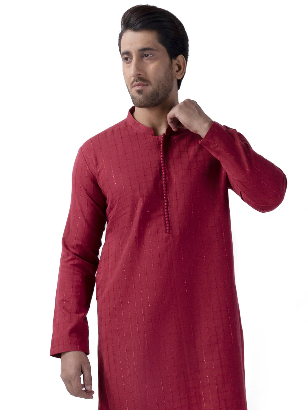 RED COTTON KURTA | AL-K-1165B/ALR-073A - Image 2
