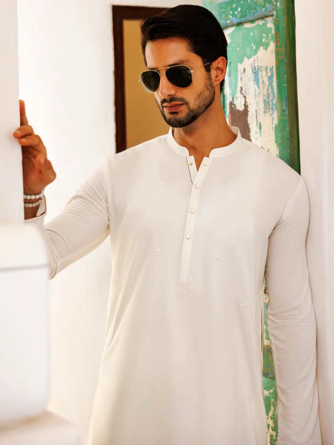 OFF WHITE BLENDED KURTA | AL-K-1168A/AM-6207A - Image 3