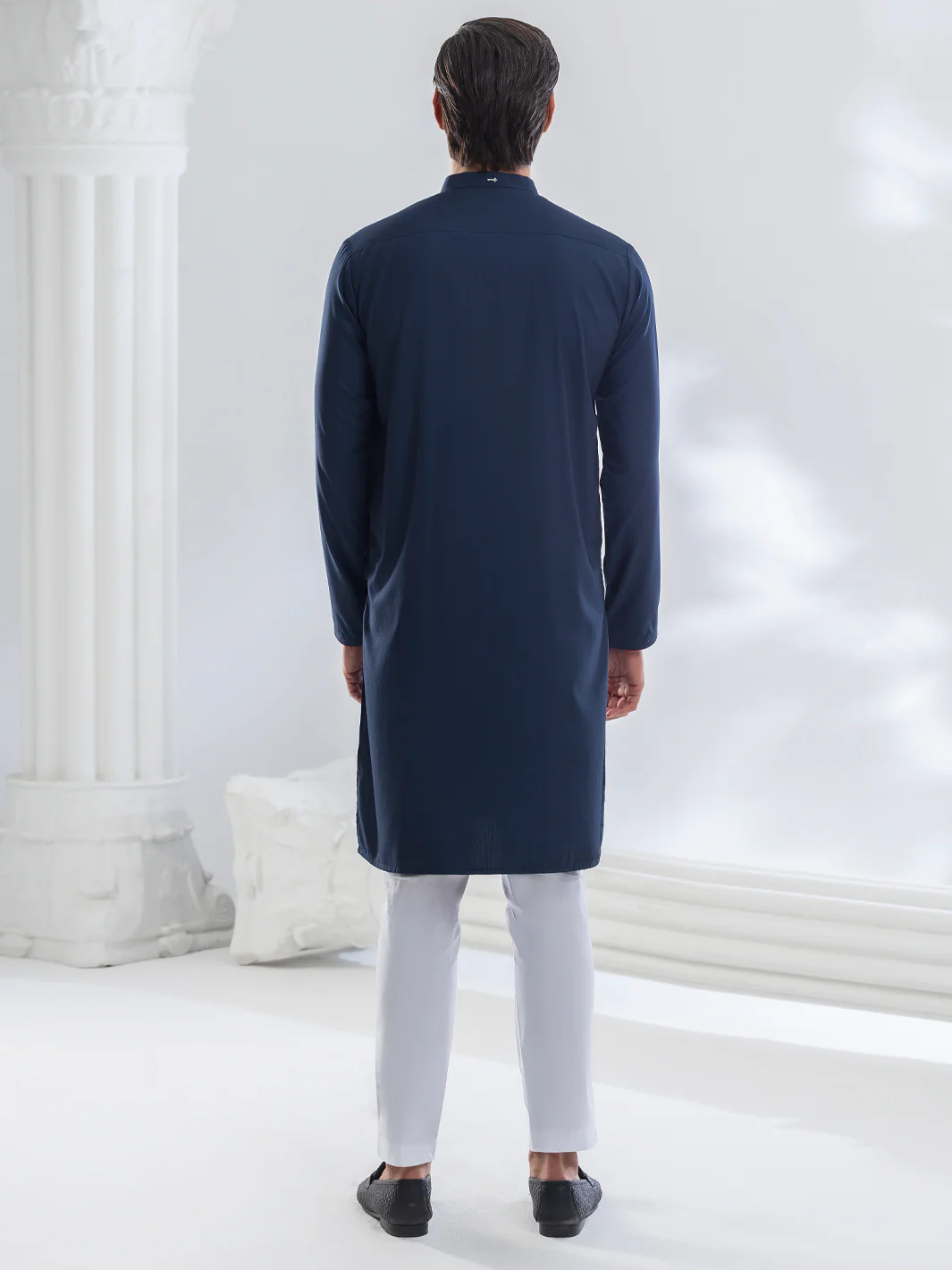 NAVY BLUE BLENDED KURTA | AL-K-1168B/AM-6207B - Image 2