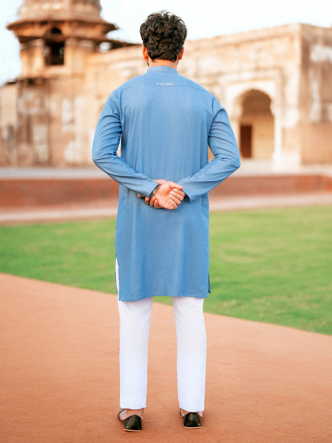 DENIM BLUE BLENDED KURTA | AL-K-1172/AM-6242A - Image 2