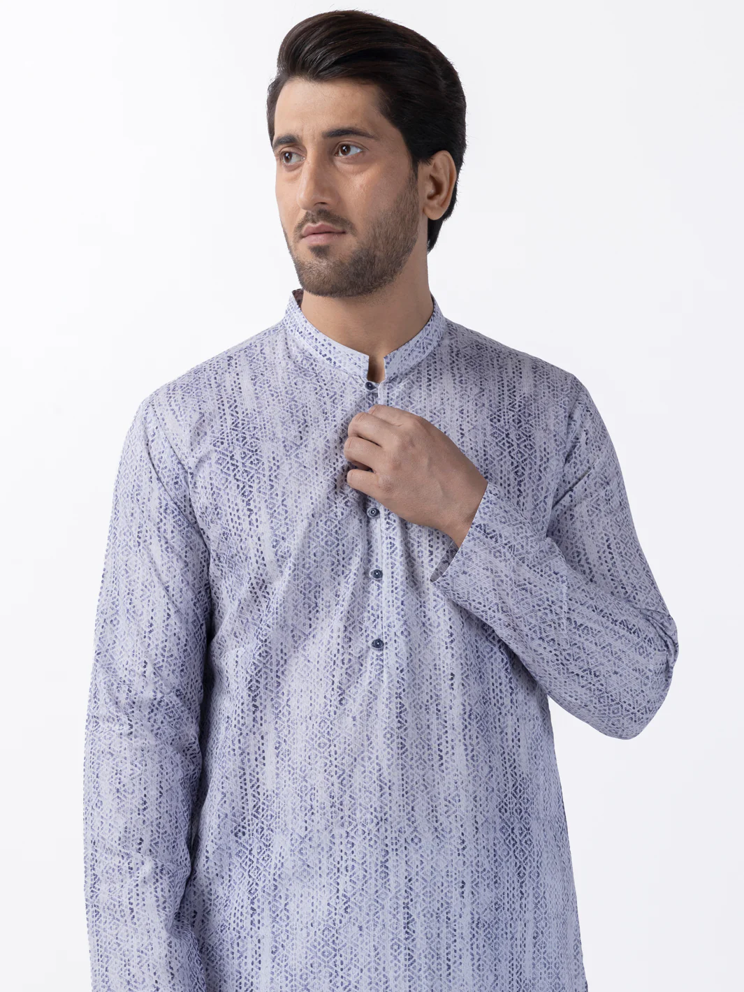 BLUE COTTON KURTA | AL-K-1182/AM-6235A - Image 3