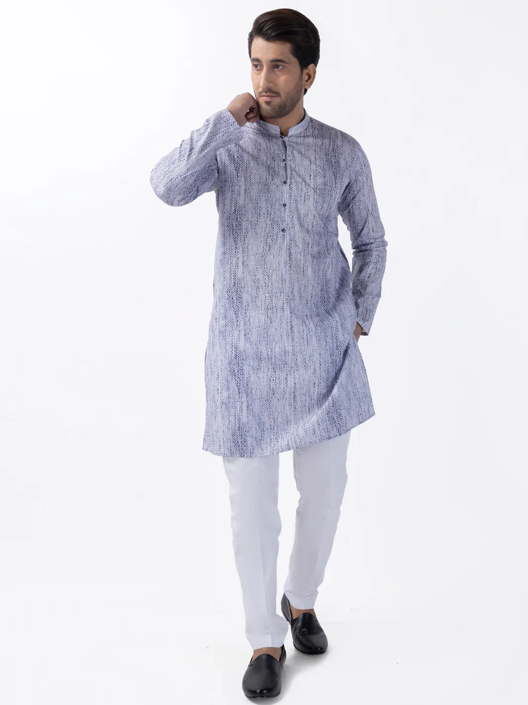 BLUE COTTON KURTA | AL-K-1182/AM-6235A - Image 4