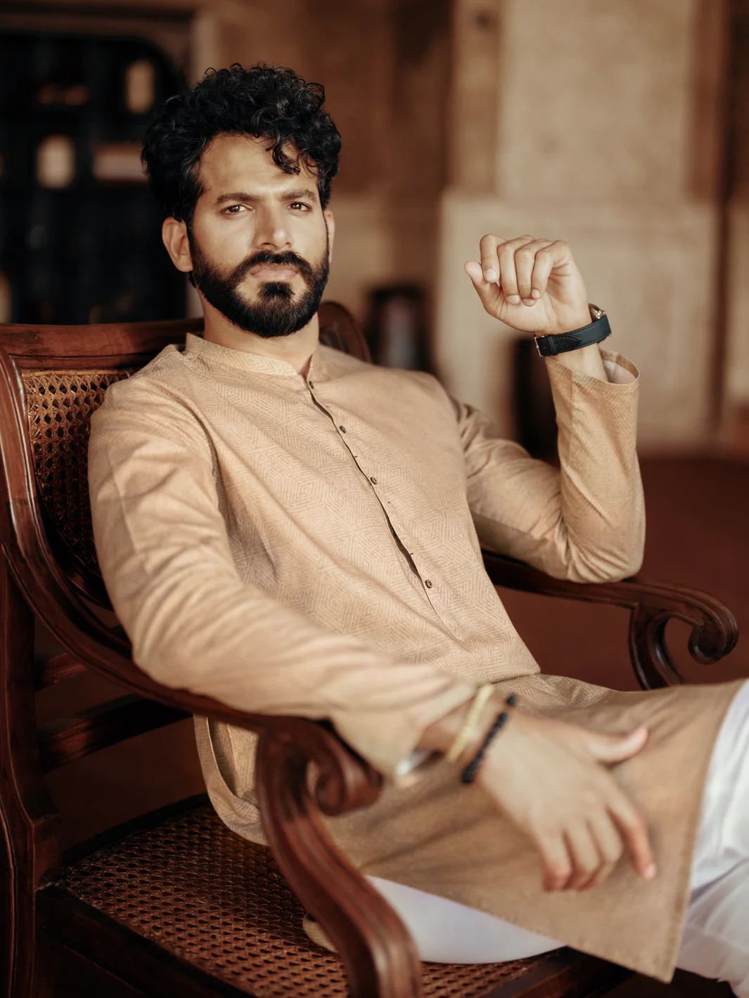 BLUE COTTON KURTA | AL-K-1184/AM-6235C - Image 4