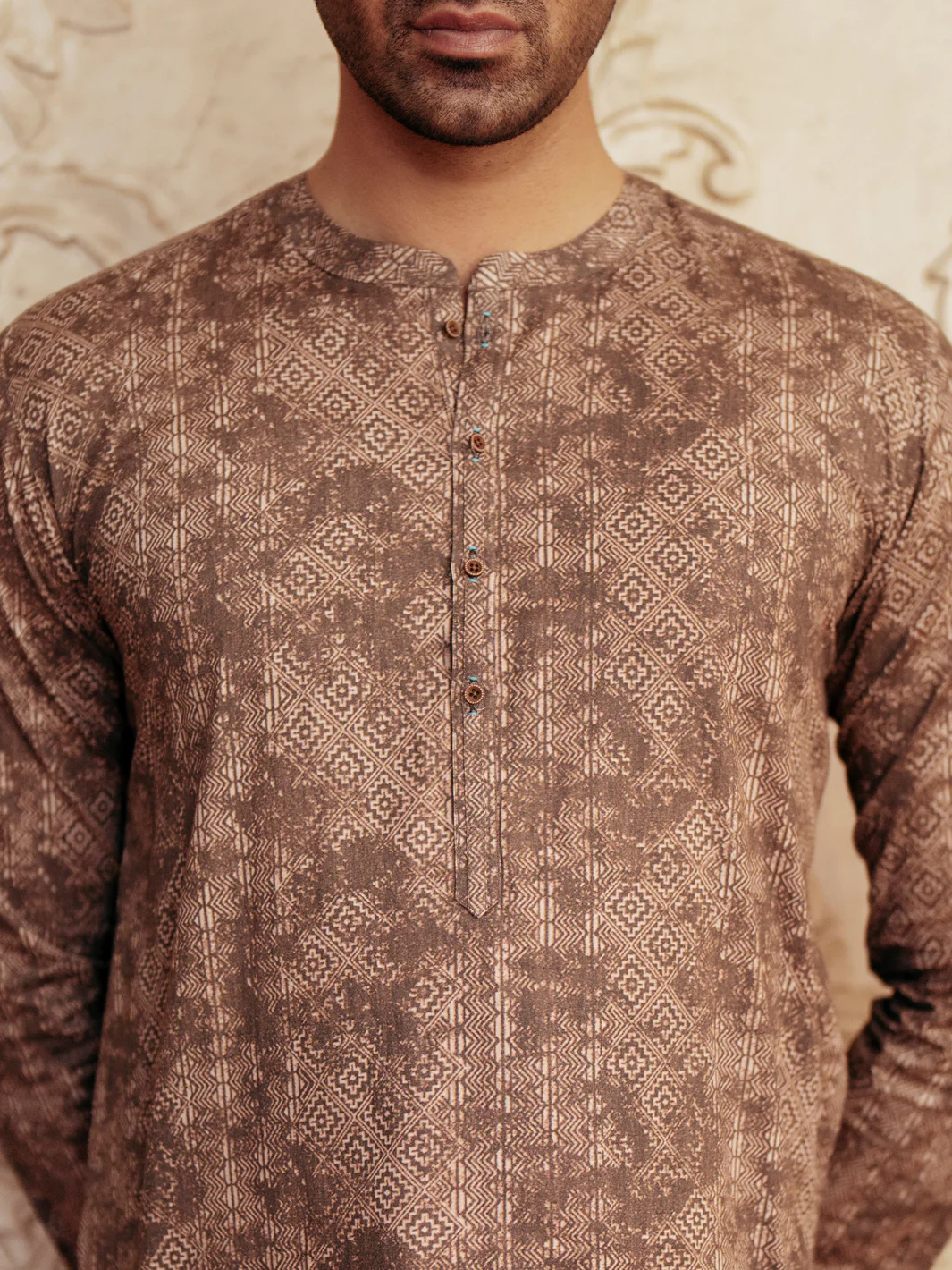 BROWN COTTON KURTA | AL-K-1185/AM-6235D - Image 2