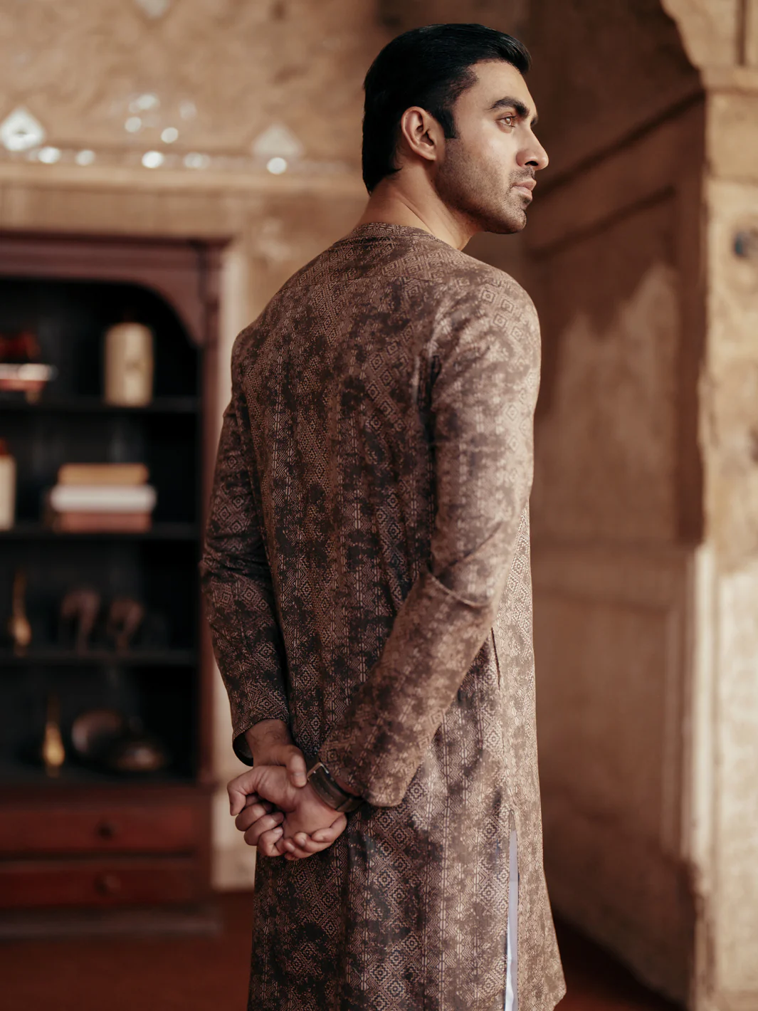 BROWN COTTON KURTA | AL-K-1185/AM-6235D - Image 4