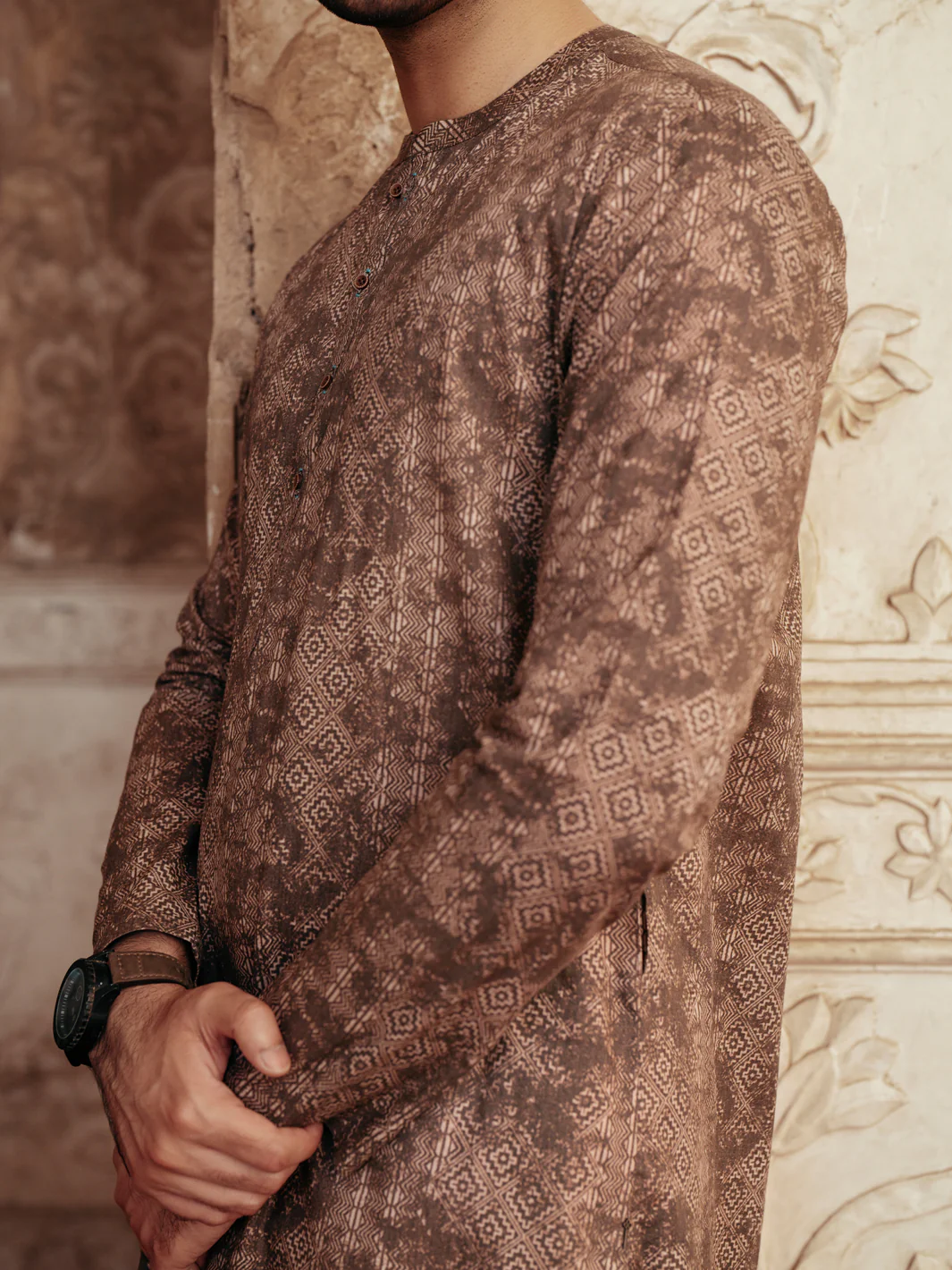 BROWN COTTON KURTA | AL-K-1185/AM-6235D - Image 5