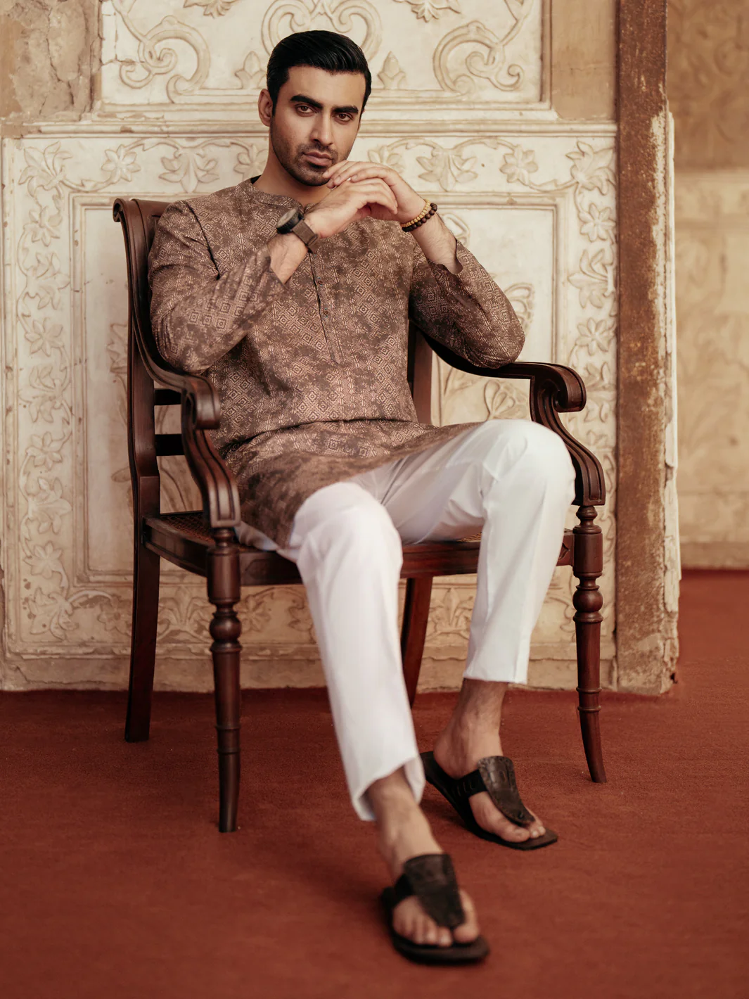 BROWN COTTON KURTA | AL-K-1185/AM-6235D - Image 6