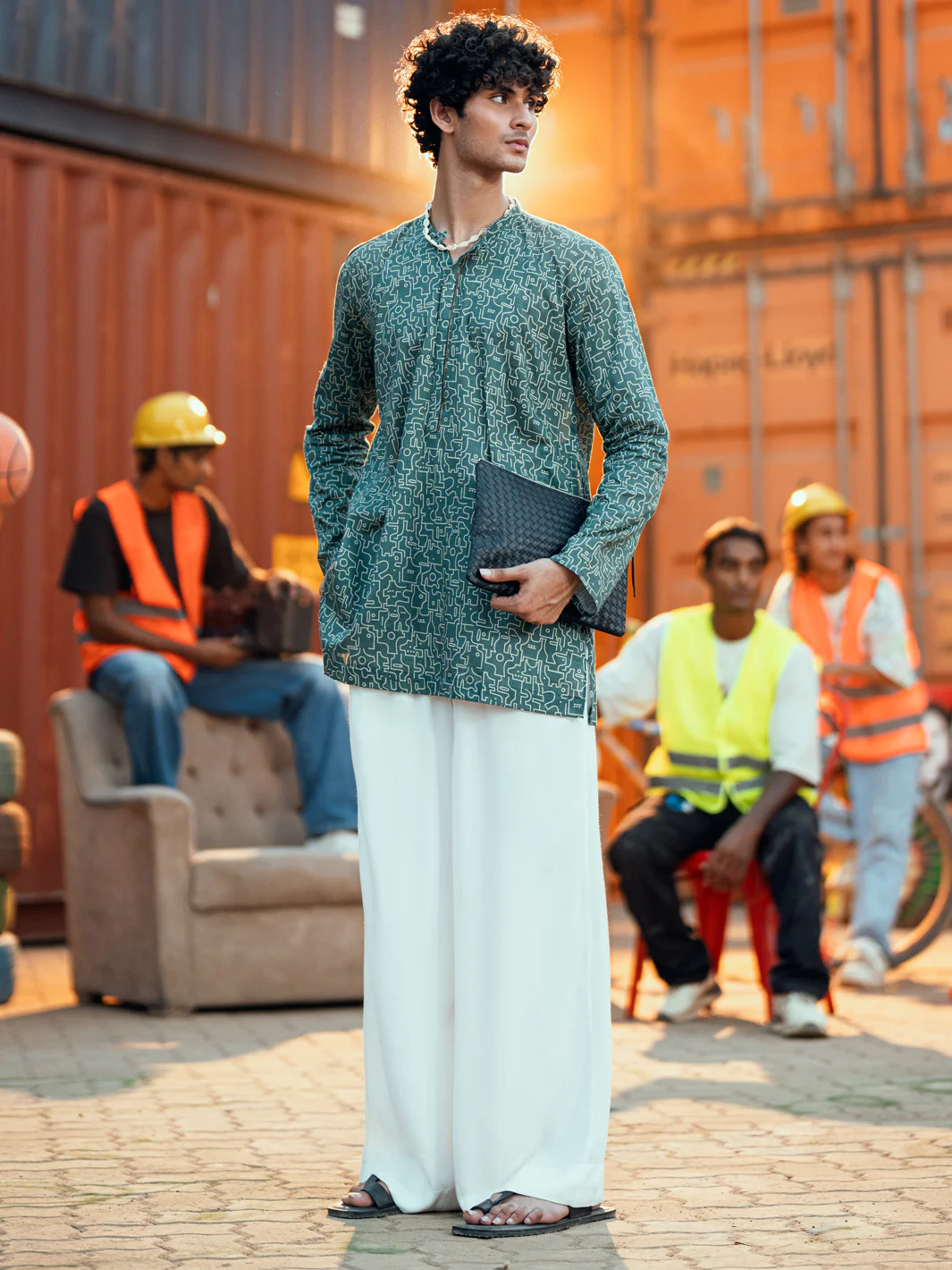 GREEN COTTON KURTA | AL-K-1191/AM-6311C