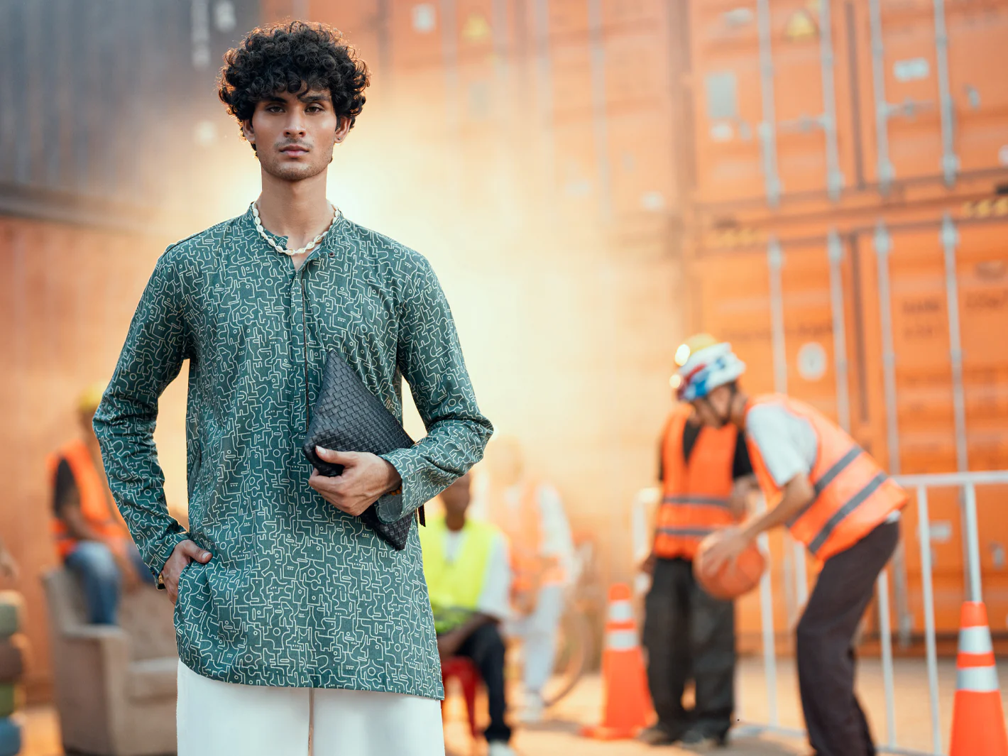 GREEN COTTON KURTA | AL-K-1191/AM-6311C - Image 3