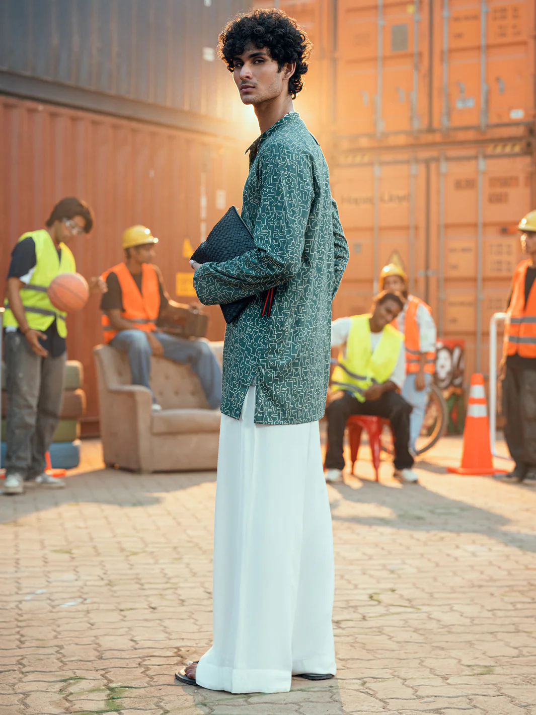 GREEN COTTON KURTA | AL-K-1191/AM-6311C - Image 4