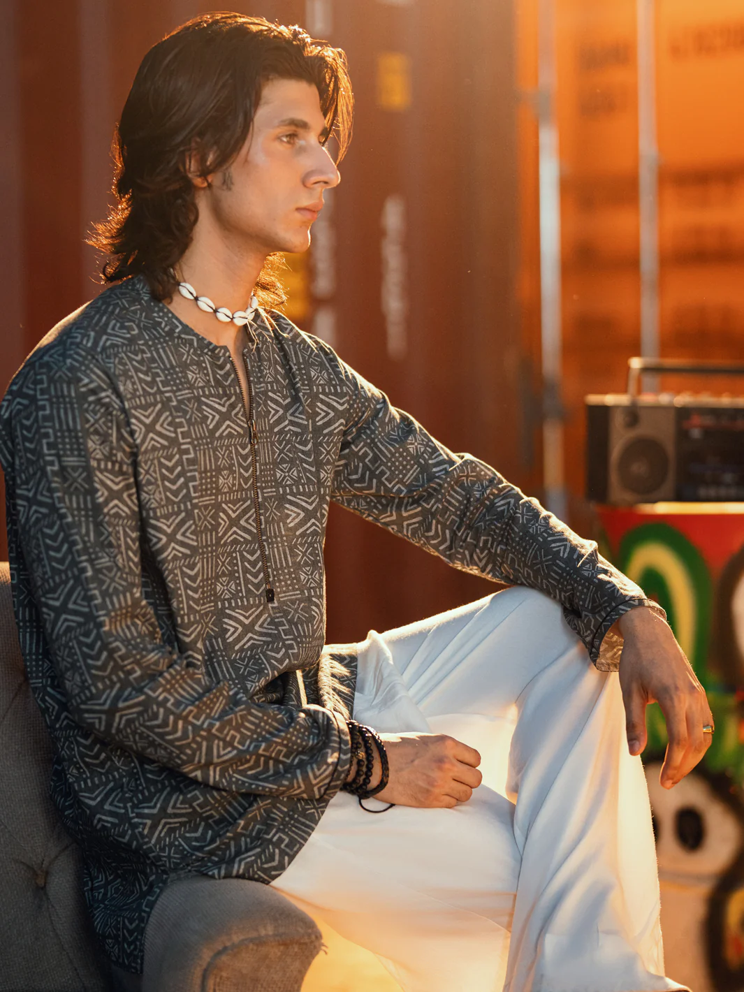 GREY COTTON KURTA | AL-K-1192/AM-6311D - Image 3