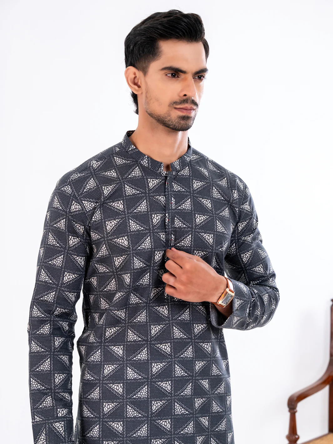 BLACK COTTON KURTA | AL-K-1195/AM-6311F - Image 2