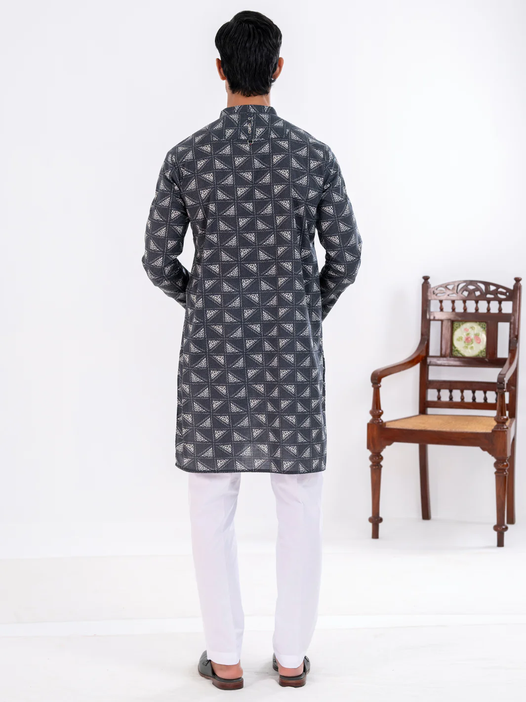 BLACK COTTON KURTA | AL-K-1195/AM-6311F - Image 3