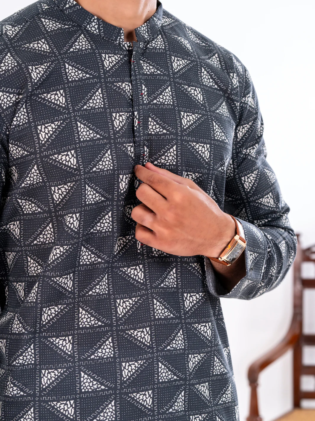 BLACK COTTON KURTA | AL-K-1195/AM-6311F - Image 4