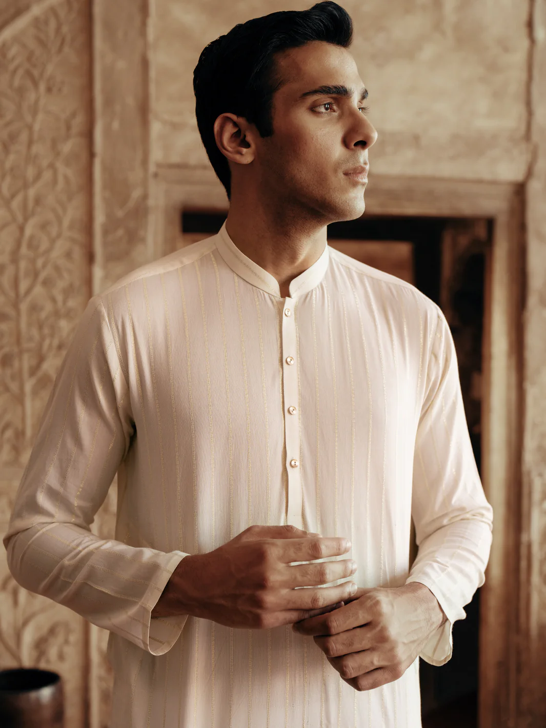 CREAM COTTON KURTA | AL-K-1196A/ALR-073D - Image 3