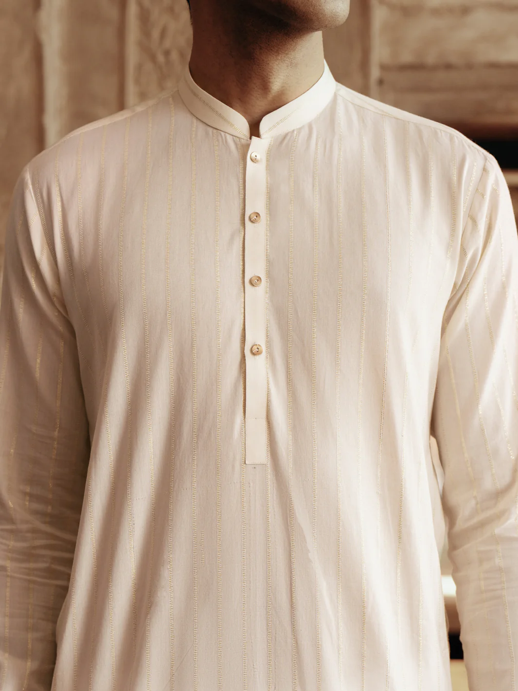 CREAM COTTON KURTA | AL-K-1196A/ALR-073D - Image 4