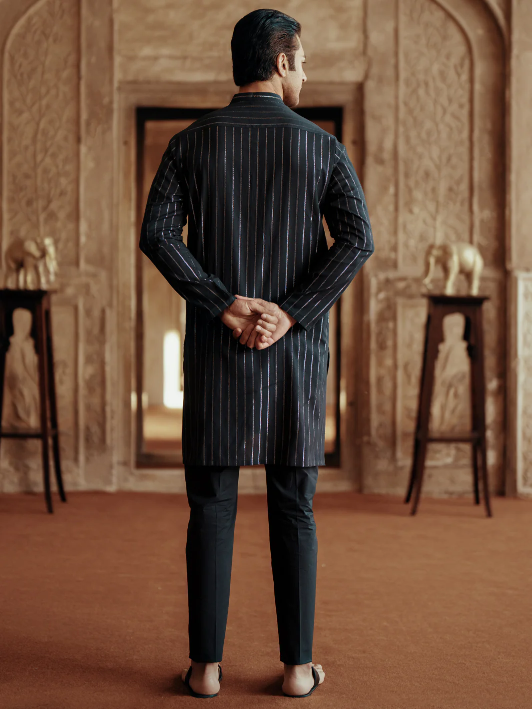 BLACK COTTON KURTA | AL-K-1196D/ALR-073G - Image 4