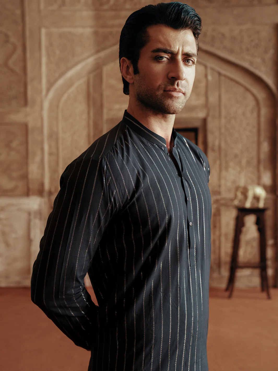 BLACK COTTON KURTA | AL-K-1196D/ALR-073G - Image 5