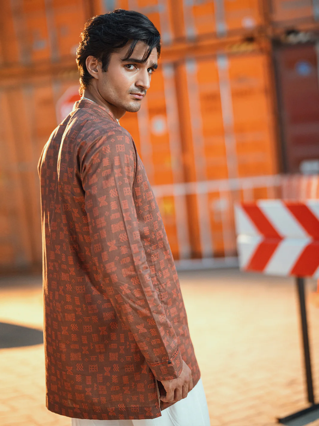 BROWN COTTON KURTA | AL-K-1197/AM-6311G - Image 3