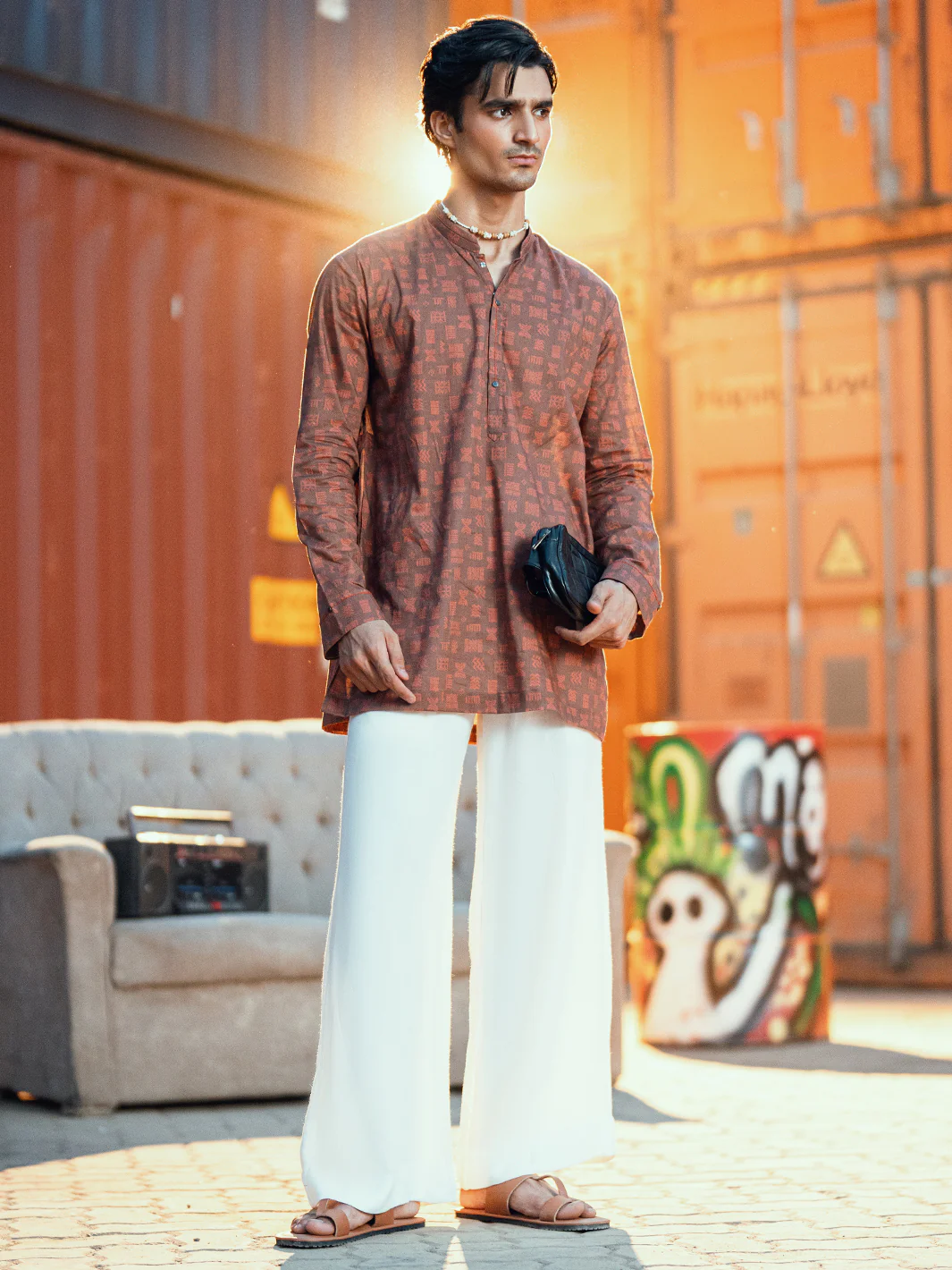 BROWN COTTON KURTA | AL-K-1197/AM-6311G - Image 4
