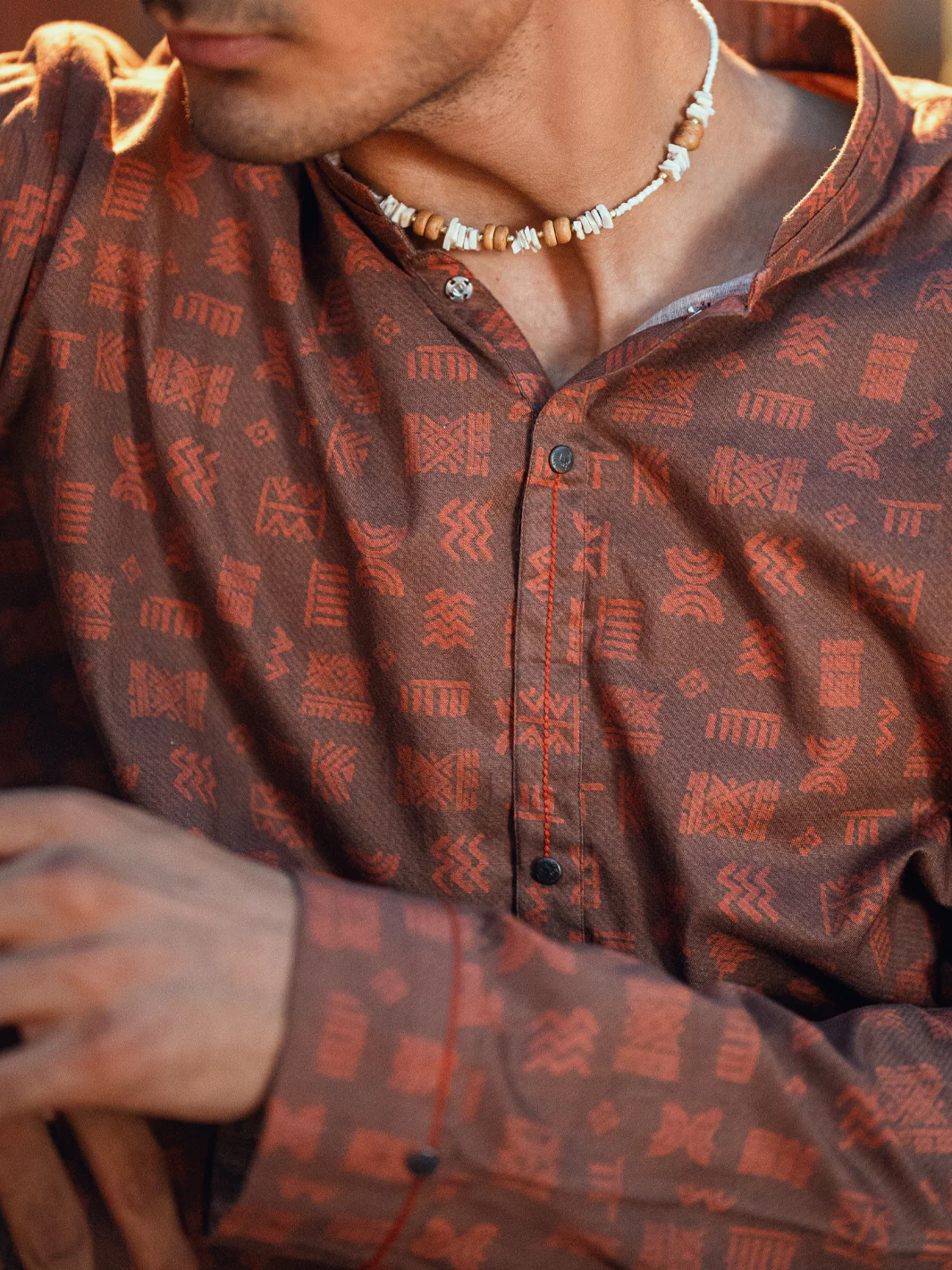BROWN COTTON KURTA | AL-K-1197/AM-6311G - Image 5