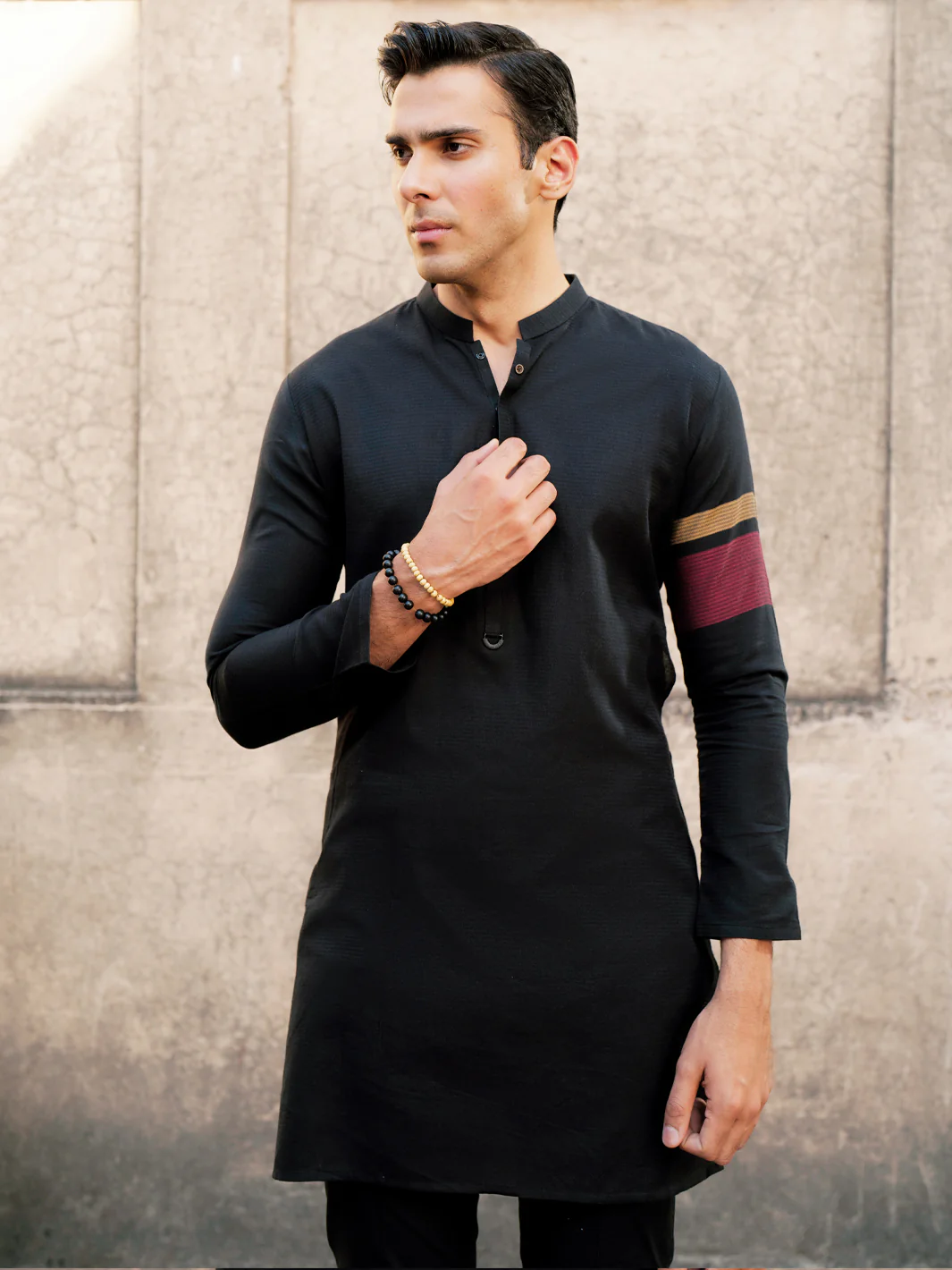 BLACK COTTON KURTA | AL-K-1204/AM-6261AB - Image 2