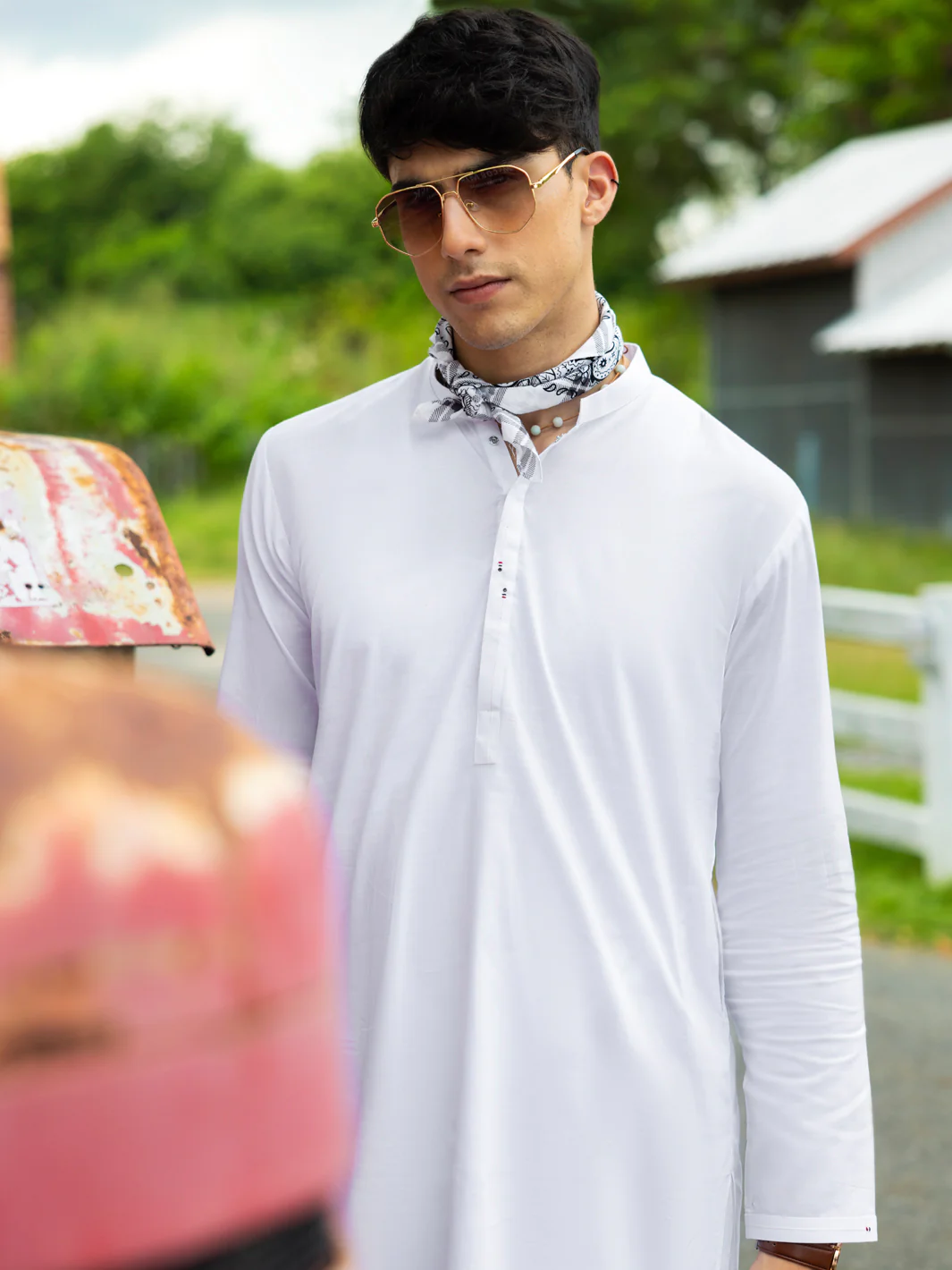 WHITE COTTON KURTA | AL-K-1213/AM-6236A - Image 2
