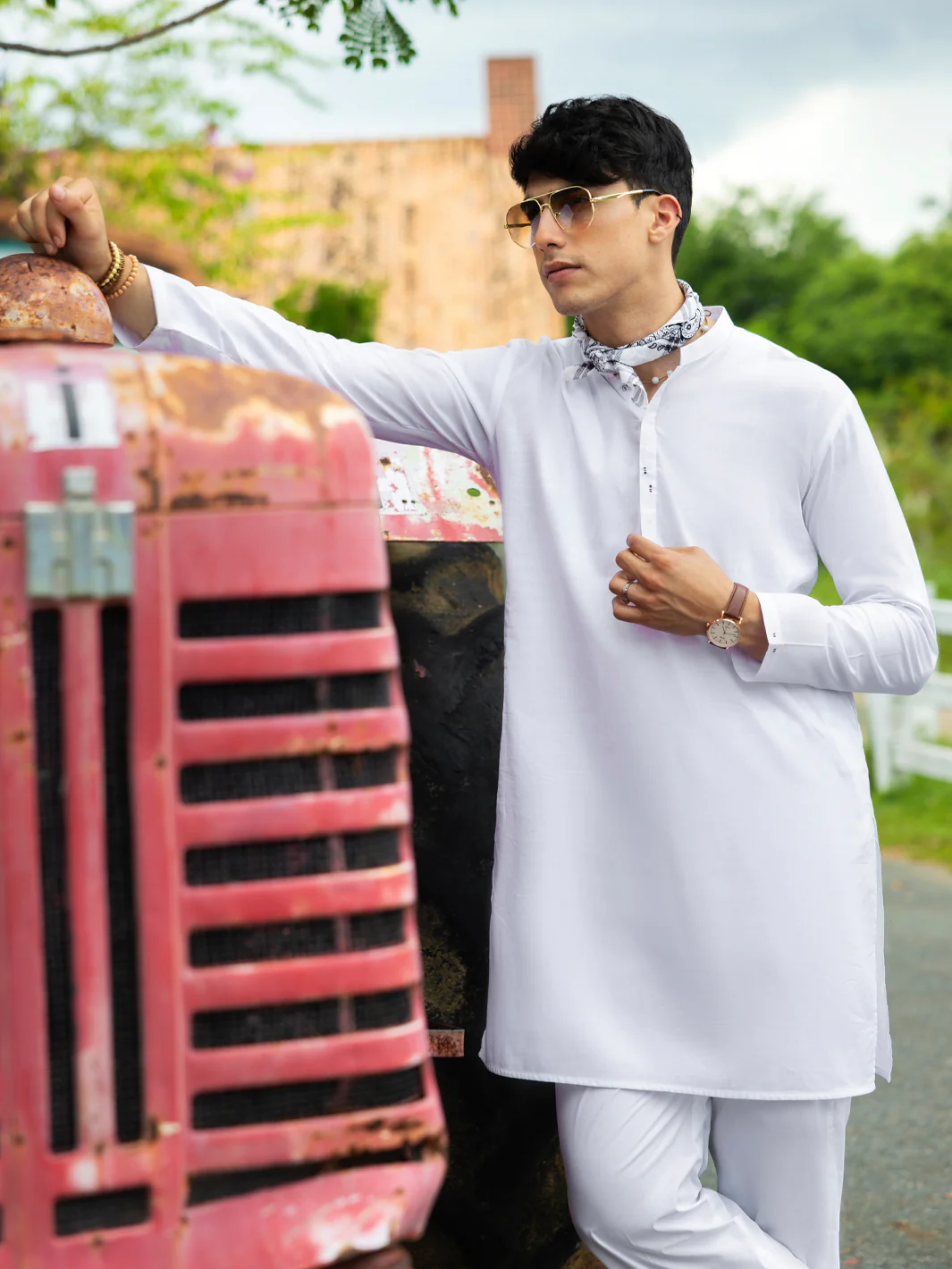 WHITE COTTON KURTA | AL-K-1213/AM-6236A - Image 4