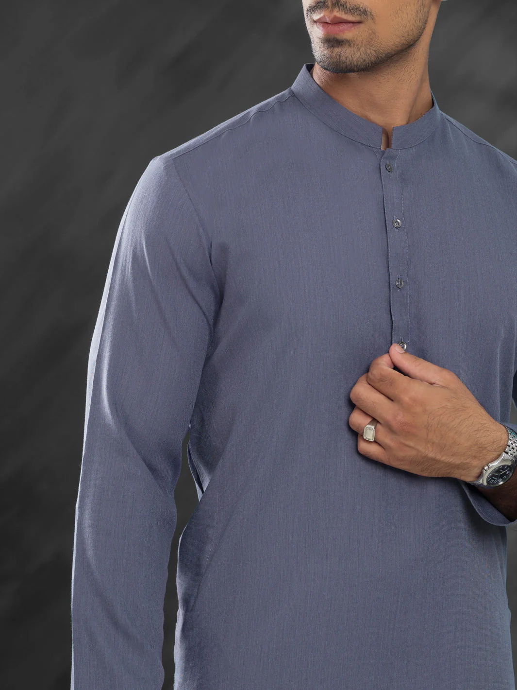 GREY BLENDED KURTA | AL-K-1215/AM-6274B - Image 3