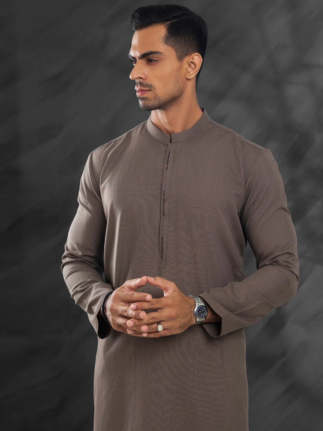 BROWN BLENDED KURTA | AL-K-1216/AM-6274C - Image 3