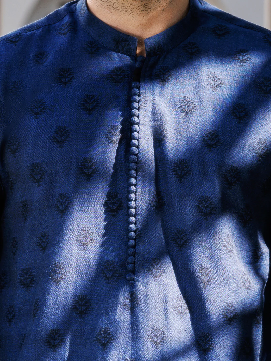 BLUE COTTON KURTA | AL-K-1233/AM-6324C - Image 3
