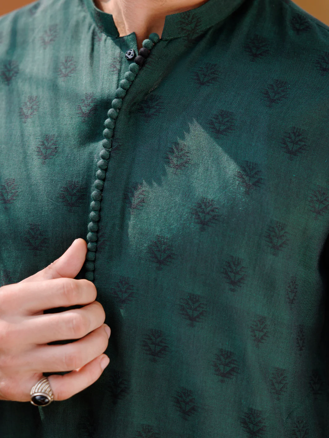 GREEN COTTON KURTA | AL-K-1234/AM-6324D - Image 3