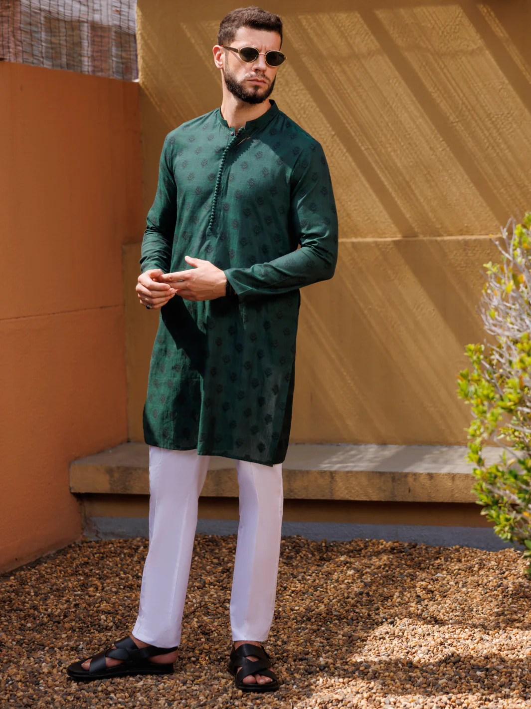GREEN COTTON KURTA | AL-K-1234/AM-6324D - Image 4