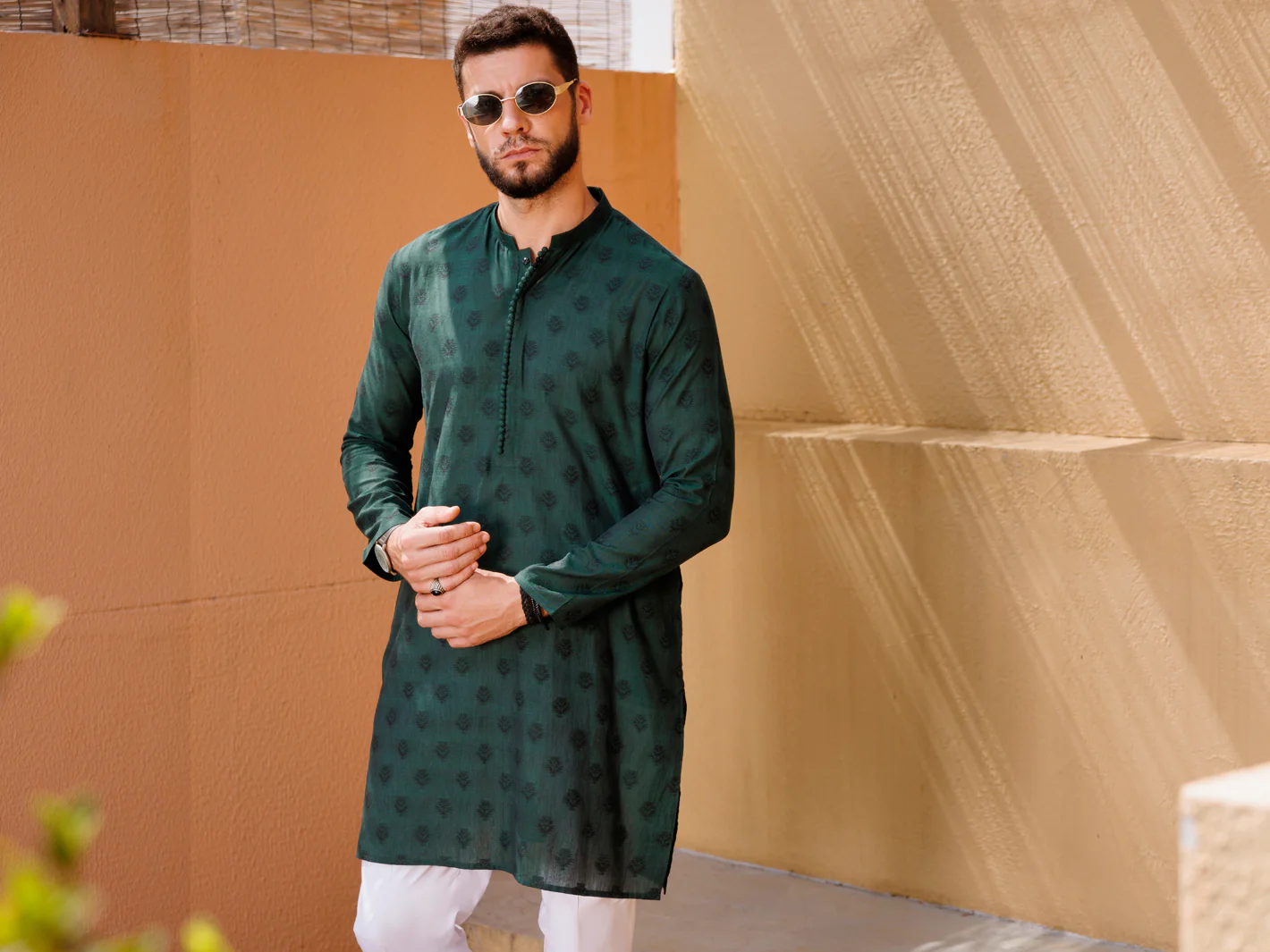GREEN COTTON KURTA | AL-K-1234/AM-6324D - Image 5