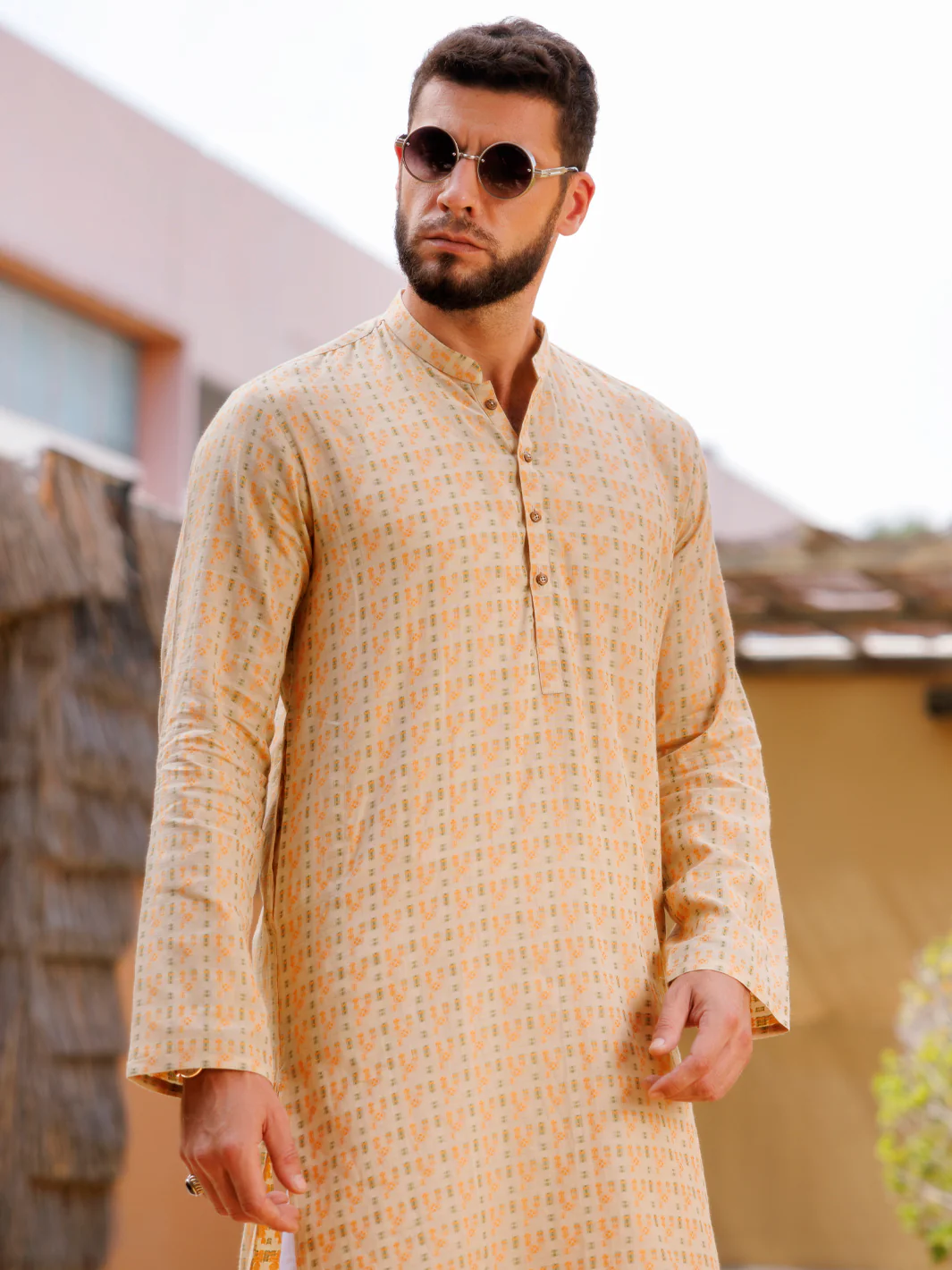BEIGE COTTON KURTA | AL-K-1235C/AM-6325C - Image 2