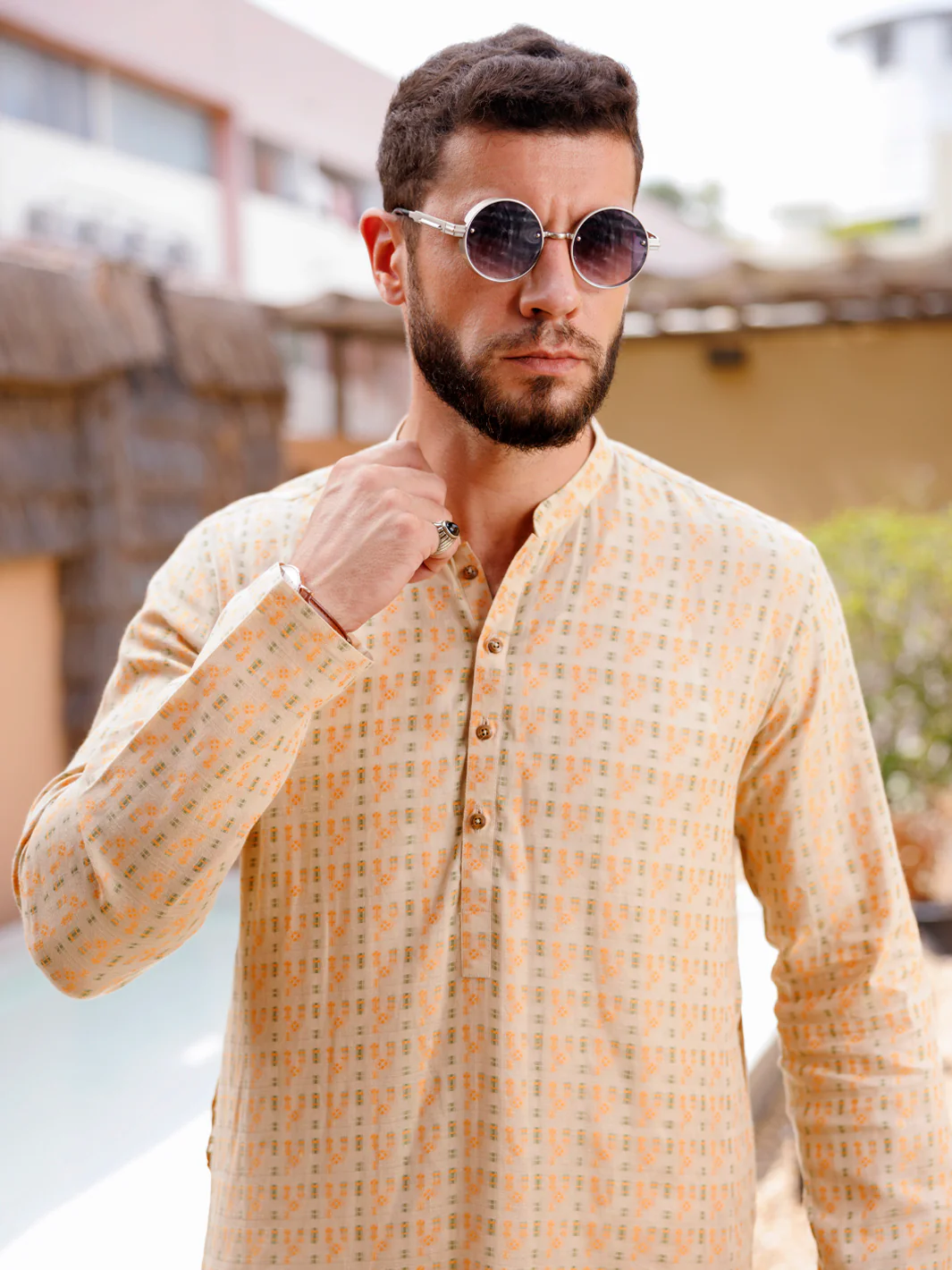 BEIGE COTTON KURTA | AL-K-1235C/AM-6325C - Image 4