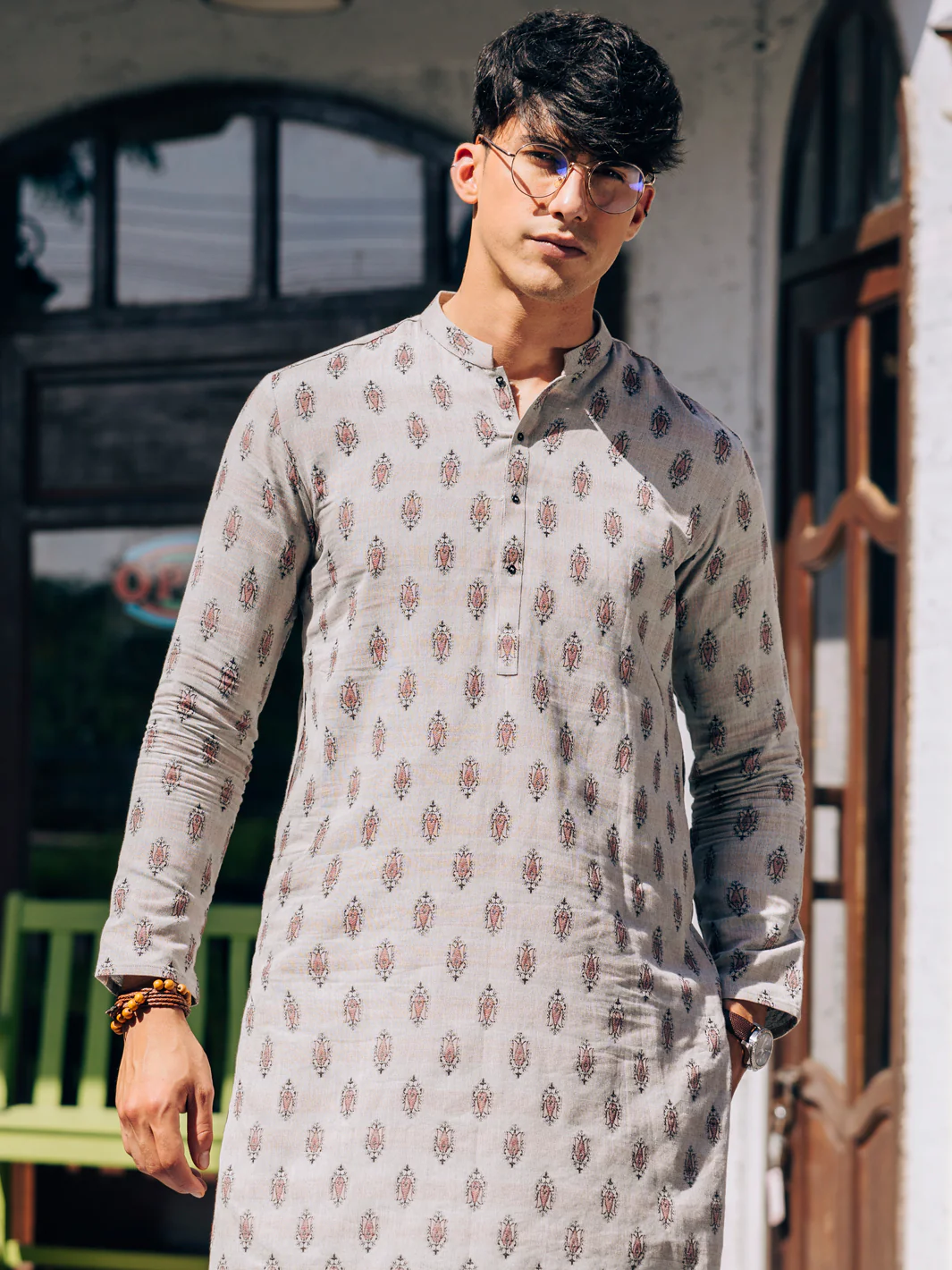 LIGHT GREY COTTON KURTA | AL-K-1236A/AM-6326A - Image 2