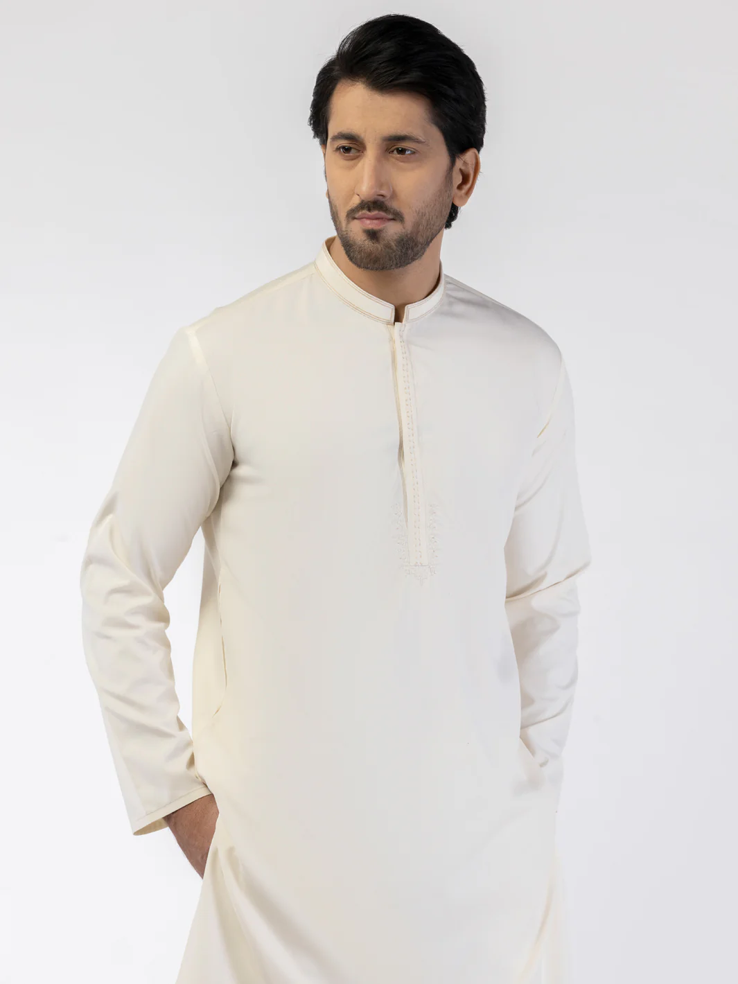 OFF WHITE BLENDED KURTA | AL-K-1243A/AM-6300B - Image 4