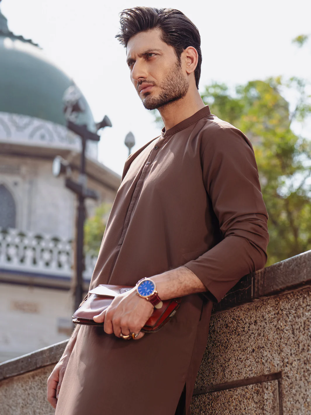 BROWN BLENDED KURTA | AL-K-1257/AM-6315B - Image 3