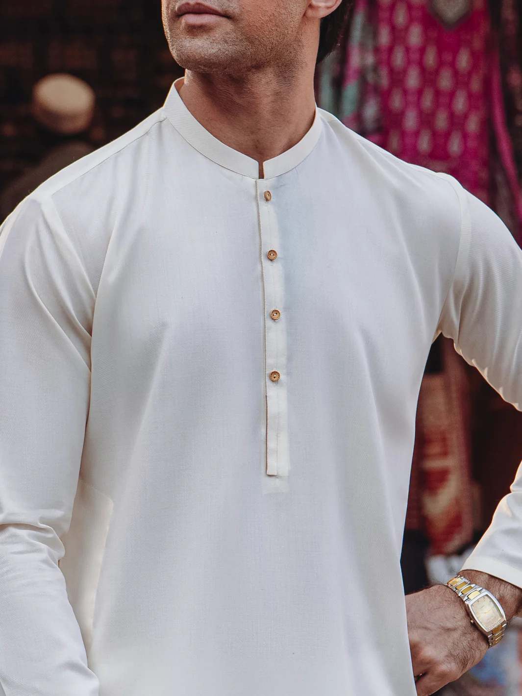 OFF WHITE BLENDED KURTA | AL-K-1259/AM-6314A - Image 4