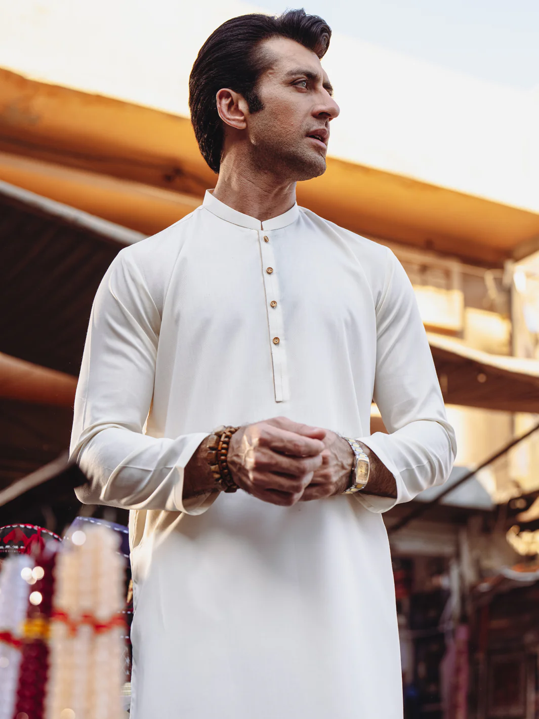 OFF WHITE BLENDED KURTA | AL-K-1259/AM-6314A - Image 6