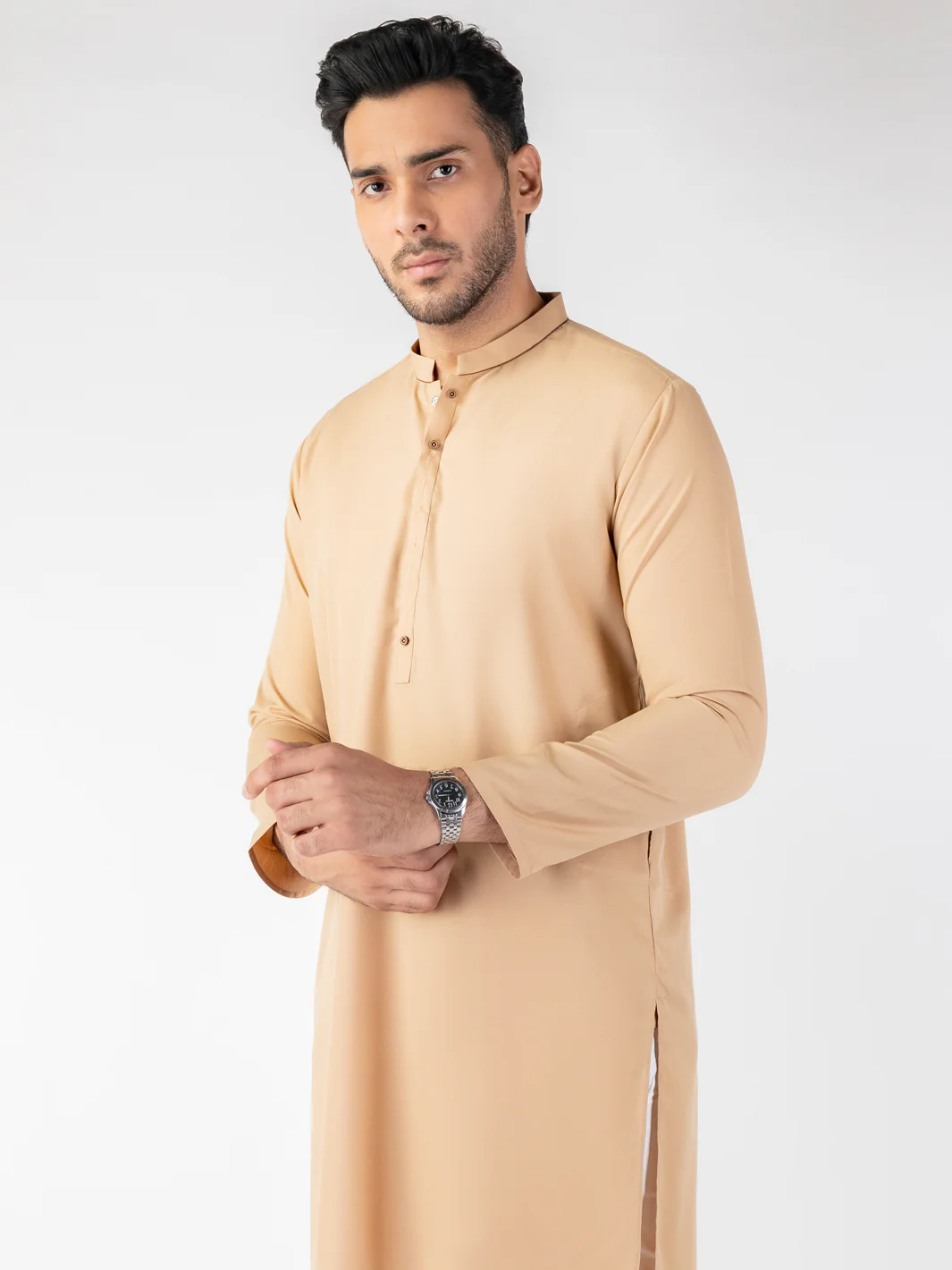 BEIGE BLENDED KURTA | AL-K-1260/AM-6314B - Image 3