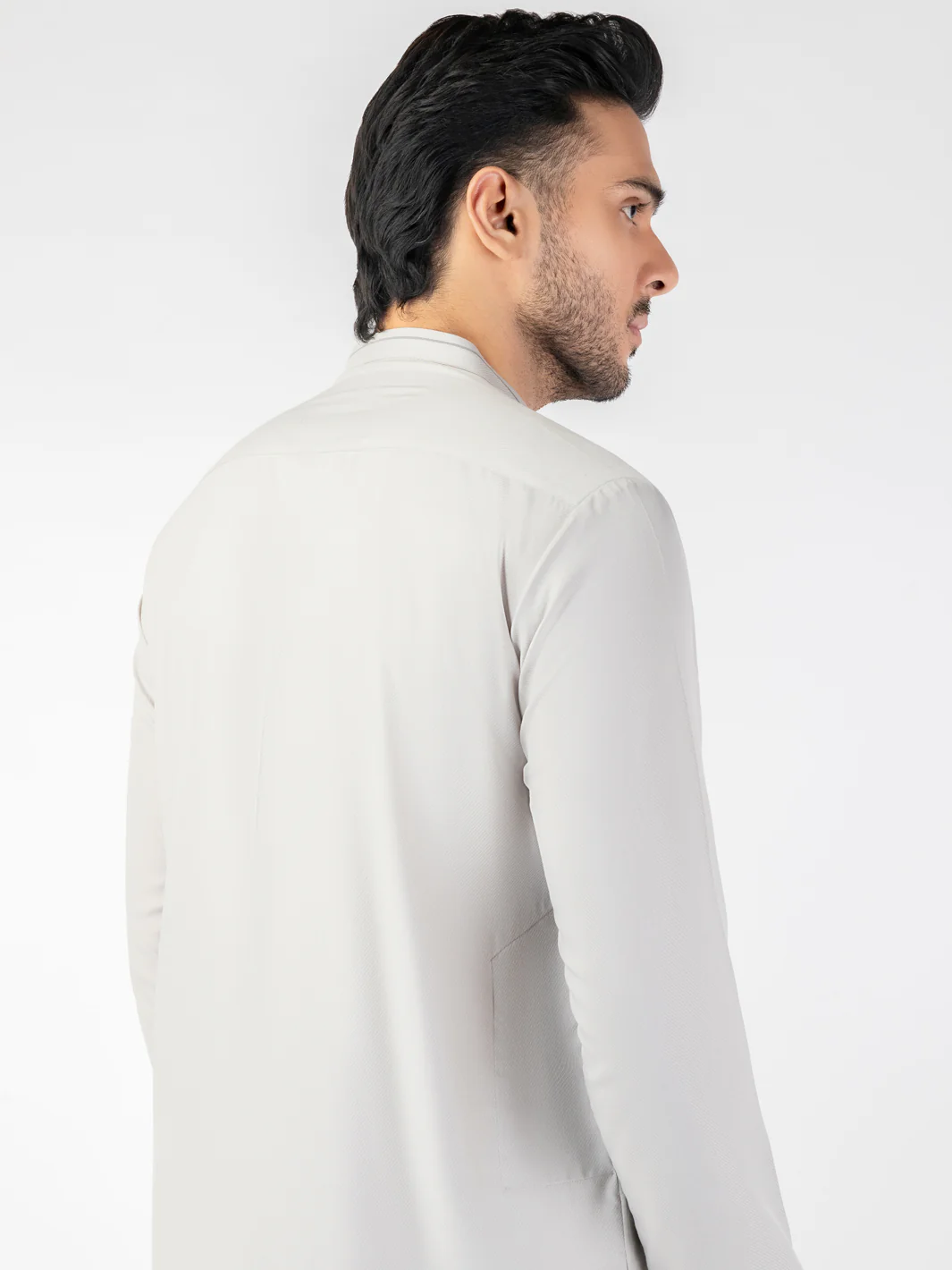 LIGHT GREY BLENDED KURTA | AL-K-1261/AM-6314D - Image 4