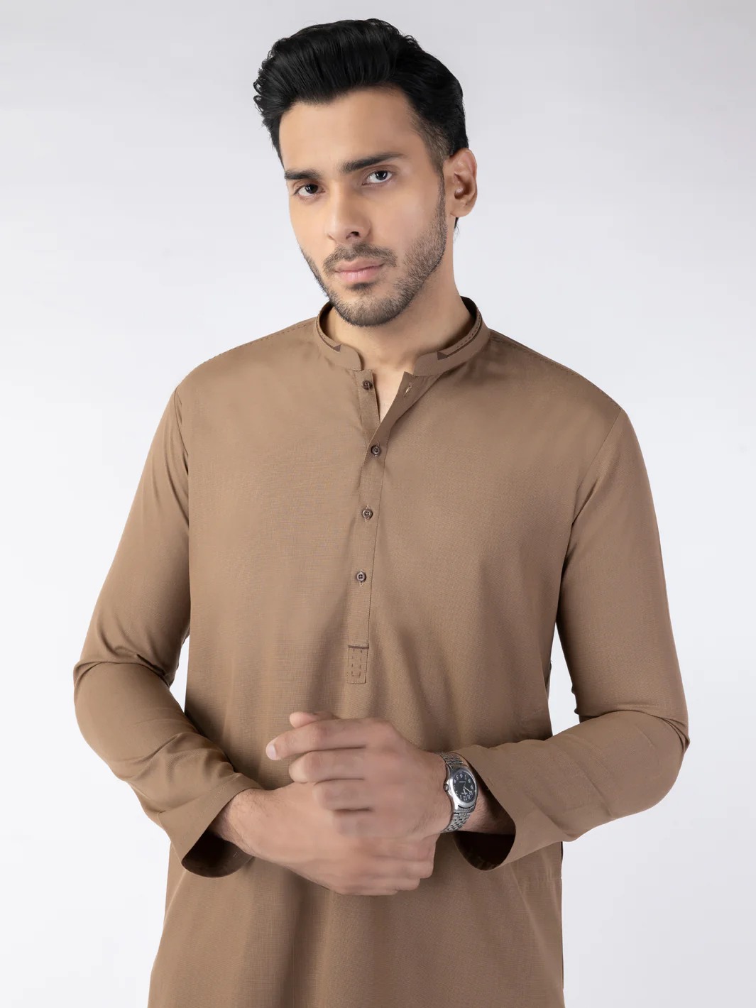 BROWN BLENDED KURTA | AL-K-1262/AM-6315A - Image 2