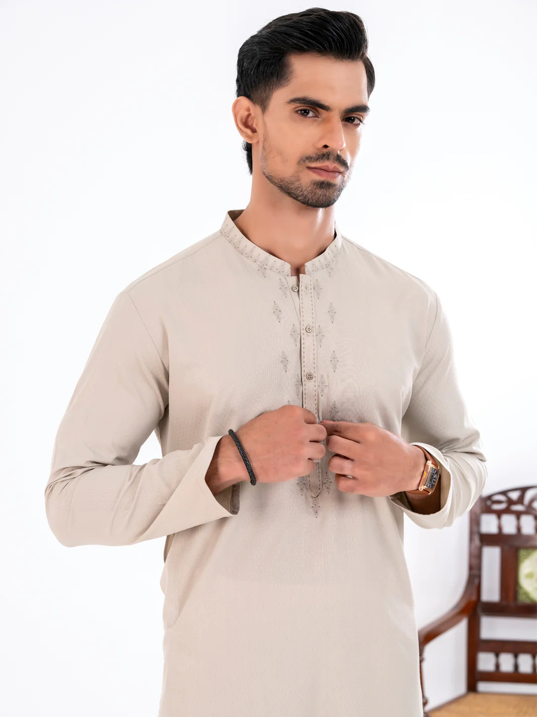 IVORY BLENDED KURTA | AL-K-1267/AM-6301B - Image 2