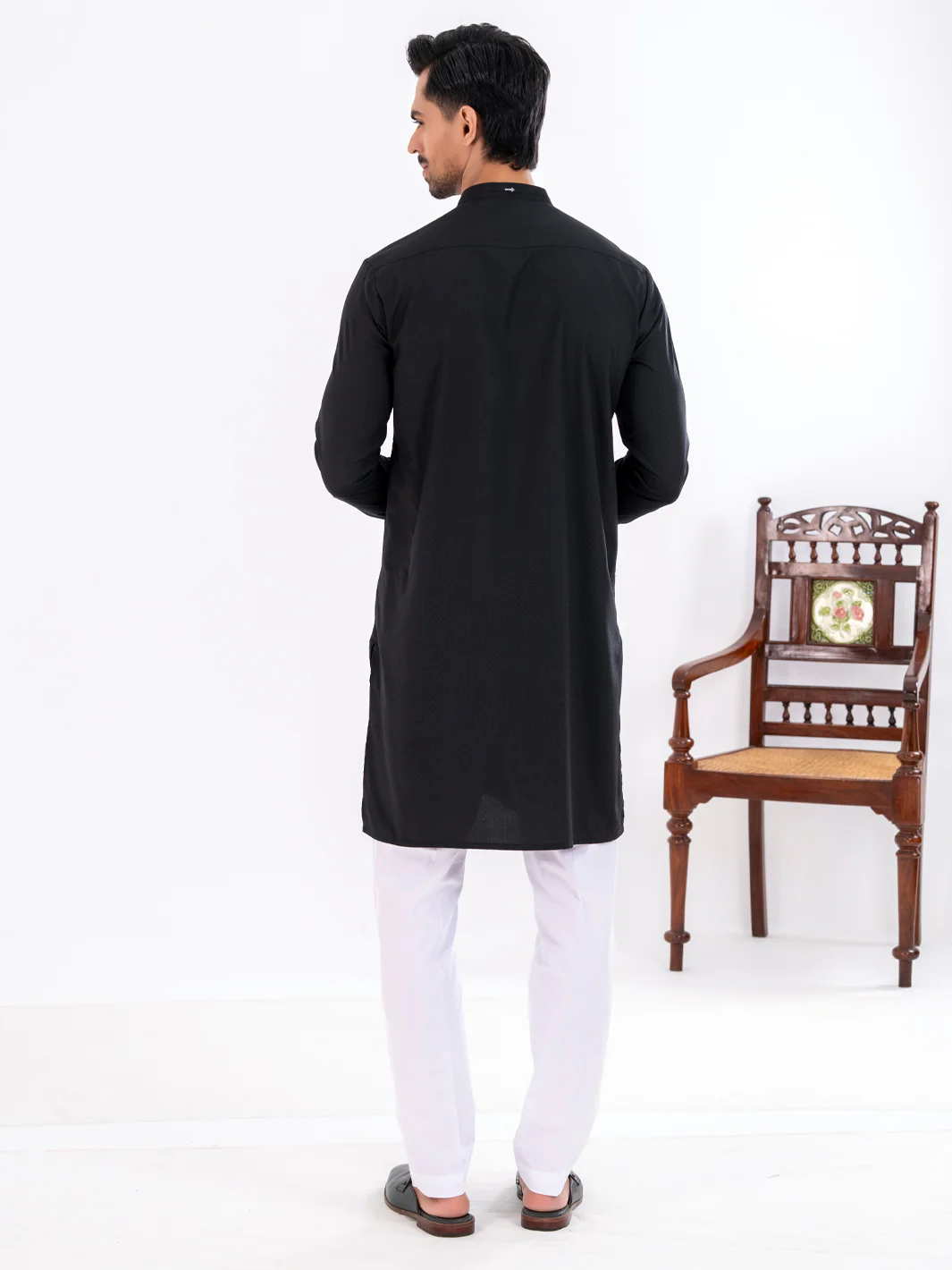 BLACK BLENDED KURTA | AL-K-1269/AM-6301D - Image 2